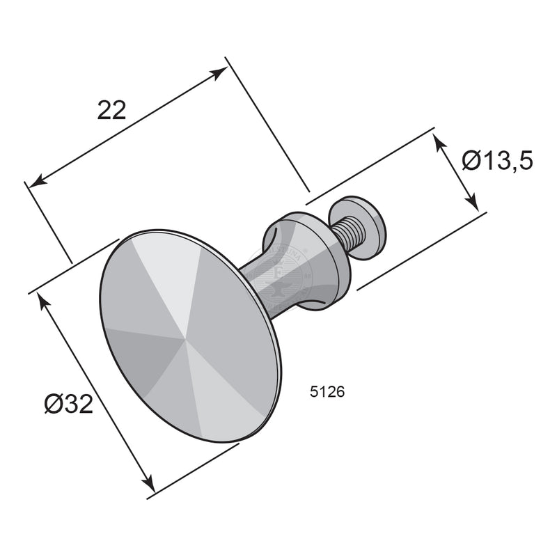 Lådknopp 5126 Mässing 32mm