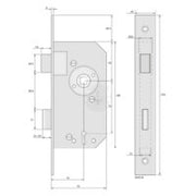 Instickslås 5220M Mässing Med Raka Hörn Höger (på bilden)