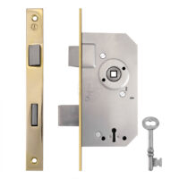 Mortise lock 5220M brass with straight corners 