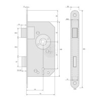 Mortise lock 5240 untreated steel rounded corners 