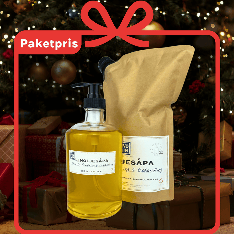 Linoljesåpa Glasflaska & Påfyllningspåse