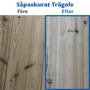 Före och efter såpskurat golv