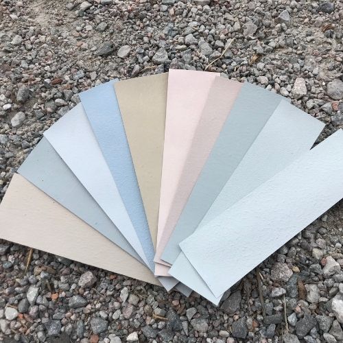 Handmålade provark av äggoljetempera