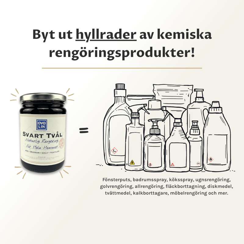 Svart tvål - byt ut hyllrader av rengöringsmedel