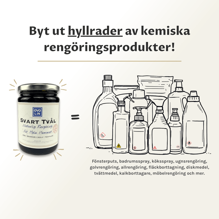 Svart tvål - byt ut hyllrader av rengöringsmedel