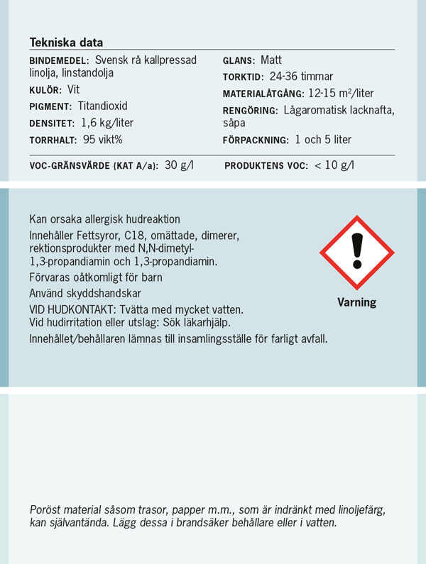 Linoljefärg grund invändig - Ovolin