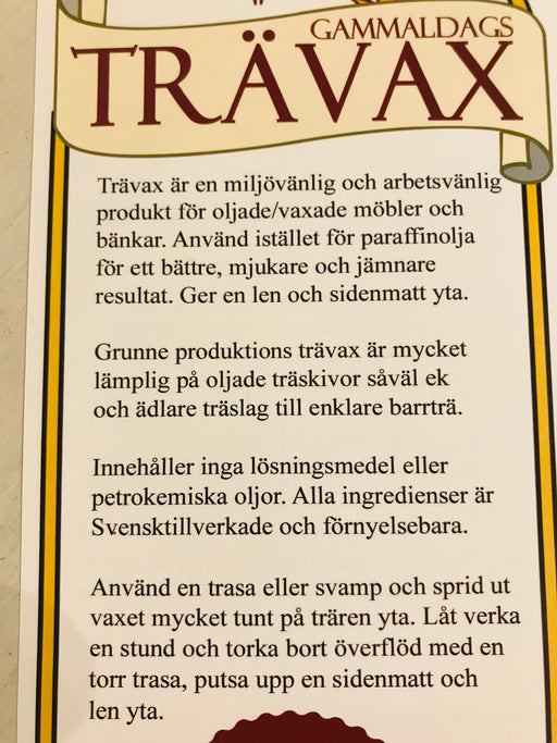 Gammeldags Trävax. Linoljevax / Bivax - Ovolin
