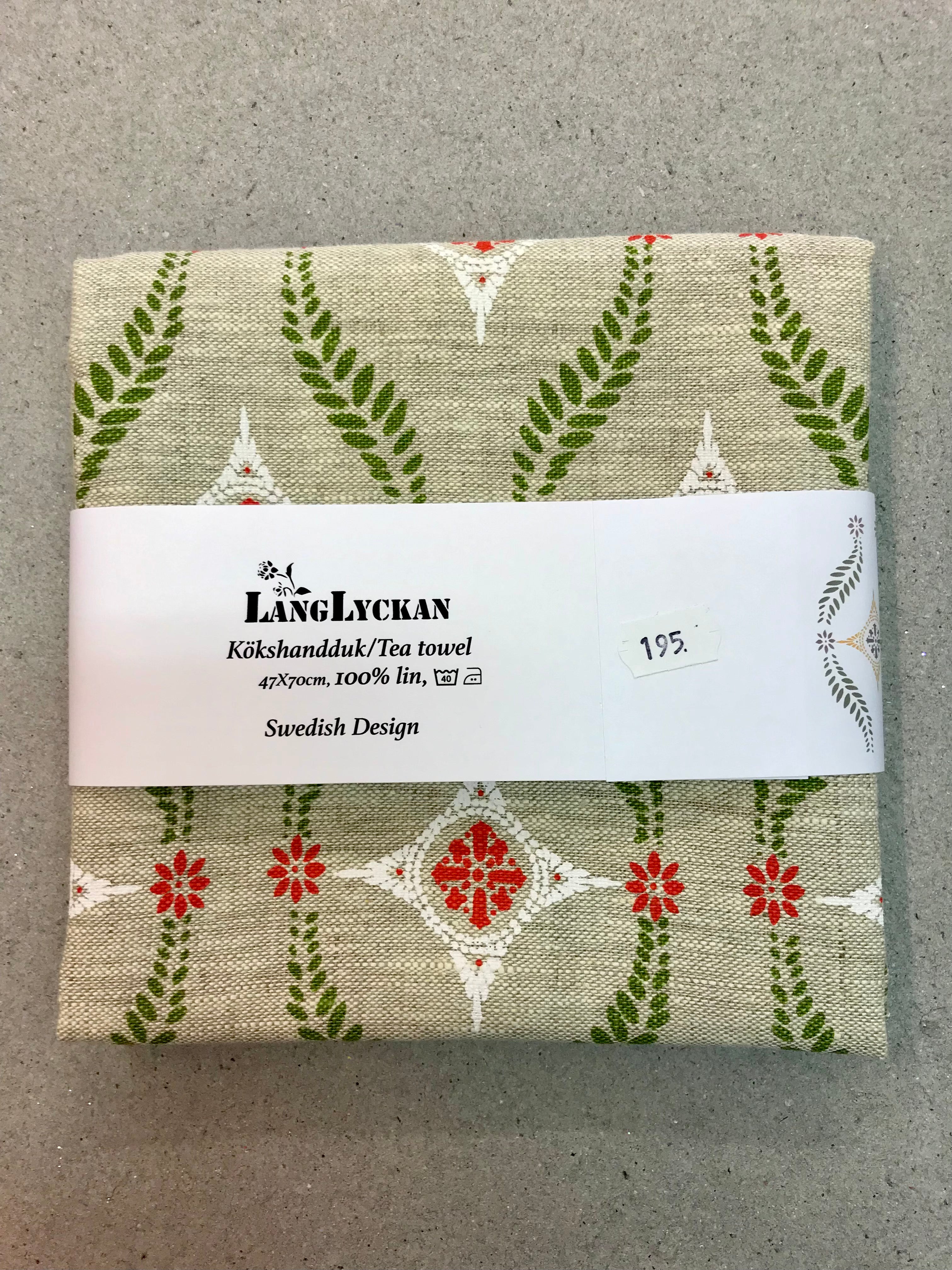 Kökshandduk Långlyckan Grå/Grön - Ovolin