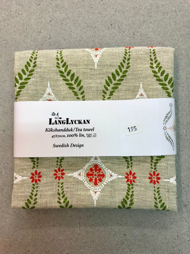 Kökshandduk Långlyckan Grå/Grön - Ovolin